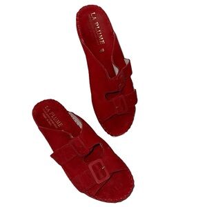 LA Plume Strap Footbed Flat Casual Slip On Sandals Size 8